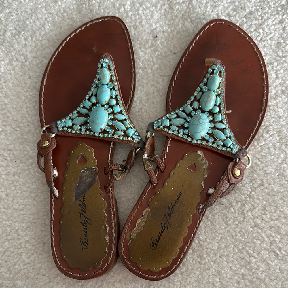 BEVERLY FELDMAN JEWELED SANDALS